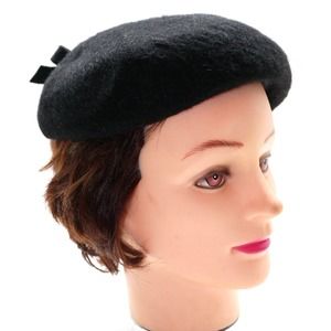 Vintage Black K-M-F Neumann Endler Wool Fascinator Hat With Bow